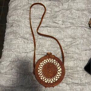 Round Rattan Crossbody